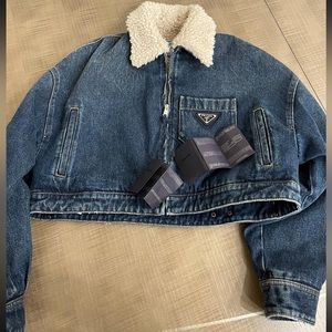 (Sold🥰) Brand new shearling Prada denim jacket